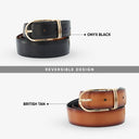 FELIX REVERSIBLE BELT ONYX BLACK / BRITISH TAN