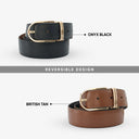 WESLEY REVERSIBLE BELT ONYX BLACK / BRITISH TAN