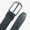 HARRISON CROCC PRINT LEATHER BELT BLACK