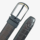 HARRISON CROCC PRINT LEATHER BELT BROWN