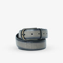 HARRISON CROCC PRINT LEATHER BELT GREY