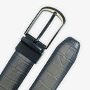 HARRISON CROCC PRINT LEATHER BELT GREY