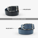 JASPER REVERSIBLE BELT ONYX BLACK / NAVY BLUE
