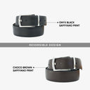 ADRIAN REVERSIBLE BELT ONYX BLACK / CHOCO BROWN