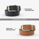 ADRIAN REVERSIBLE BELT ONYX BLACK / BRITISH TAN