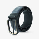 HARRISON CROCC PRINT LEATHER BELT NAVY