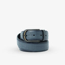 HARRISON CROCC PRINT LEATHER BELT NAVY