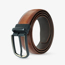 HARRISON CROCC PRINT LEATHER BELT TAN