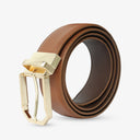 LAURENT PEBBLE TEXTURED PROFILE BELT TAN