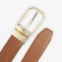 LAURENT PEBBLE TEXTURED PROFILE BELT TAN